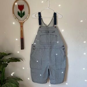 Duluth Trading Striped Short Overalls